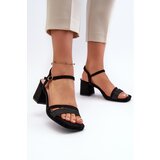 EVENTO Women's High Heel Sandals with Shiny Strap Black Tessata | Shoptok.si
