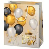 Cardex Zlata ekskluzivna srednje velika darilna vrečka 18 x 10 x 23 cm z baloni in napisom Happy Birthday! | Shoptok.si