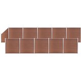 vidaXL WPC ograjni paneli 10 kvadratnih + 1 poševni 1830x186 cm rjavi | Shoptok.si