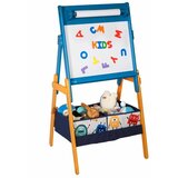 Kinder Home dečija drvena tabla sa magnetima, za učenje, crtanje i skladištenje plavo-žuta Cene
