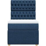 vidaXL Box spring postelja z vzmetnico modra 90x190 cm blago, (21291511) | Shoptok.si
