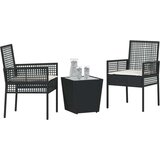  3-komponentni vrtni bistro set s jastučićima crni poli ratan | shoptok.hr