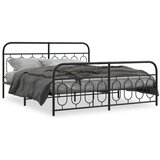 Maison Chic Kovinski Posteljni okvir - Dvoposteljna postelja - Zakonska postelja z vzglavjem in vznožjem črn 183x213 cm, (21697010) | Shoptok.si