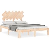 The Living Store Posteljni okvir z vzglavjem 120x200 cm trden les - Posteljni Okvir, (21529553) | Shoptok.si