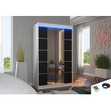 ADRK Klizni ormar GENUA 120 s ogledalom i LED rasvjetom, 120 cm - BIJELA-CRNA | shoptok.hr