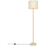 QAZQA Podeželska stoječa svetilka les z lanenim senčnikom bež 32 cm - Mels | Shoptok.si