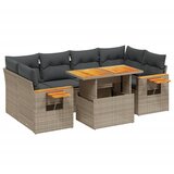 The Living Store Vrtna sedežna garnitura 7-delna z blazinami siv poli ratan - Vrtna Sedežna Garniture, (21460478) | Shoptok.si
