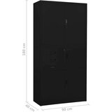  Uredski ormarić crni 90 x 40 x 180 cm čelični | shoptok.hr