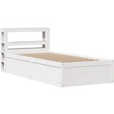 vidaXL Posteljni okvir z vzglavjem bel 75x190 cm trdna borovina, (21321880) | Shoptok.si