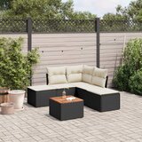 Maison Chic Seti vrtnega pohištva - Vrtna garnitura - Vrtni pohištvo set 6-delna z blazinami črna poli ratan, (21807078) | Shoptok.si