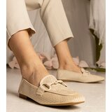 Gemre Beige Women's Perforated Loafers with Ornament Mensory | Shoptok.si