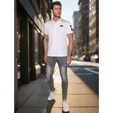 DStreet Koszulka męska polo z naszywkami biała | shoptok.hr
