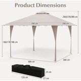  Gazebo paviljon sa mehanizmom 4x4m Bež ( 1687 ) | ePonuda.com