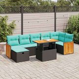  Vrtna garnitura - 8-dijelni set vrtnih sofa od poliratana s jastucima sivi bagrem - Crna sa spremištem 1 | shoptok.hr