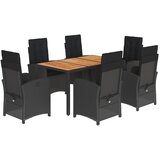  7-dijelni vrtni blagovaonski set s jastucima crni od poliratana | shoptok.hr