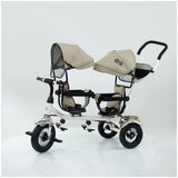 Playtime 412 twins tricikl za dvoje dece sa rotirajućim sedištem bež Cene