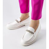 Gemre White loafers embellished with rhinestones Montreal | Shoptok.si