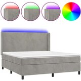  Box spring s madracem LED svjetlosivi 160x200 cm baršun | shoptok.hr