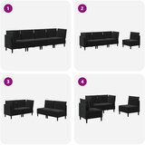  Set namještaja za dnevni boravak s jastukom 4 pcs Crna Baršun | shoptok.hr