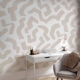  Foto tapeta - Abstract composition - beige patterns in shapes on a white background 150x105 Premium | shoptok.hr