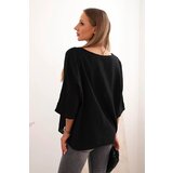 Kesi Włoski Women's linen-cotton short sleeve blouse black | shoptok.hr
