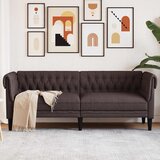 vidaXL Kavč trosed Chesterfield temno rjava tkanina | Shoptok.si