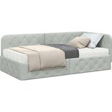 vidaXL Kotna postelja z vzmetnico Svetlo siva 90 x 190 cm Žamet | Shoptok.si