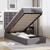 Maison Chic Otomanski Posteljni okvir - Enojna postelja - Postelja za odrasle z vzmetnico siv 90x190 cm um. usnje-J2526, (21775645) | Shoptok.si