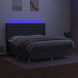  Box spring postelja z vzmetnico LED temno siva 160x200 cm blago, (20937658) | Shoptok.si