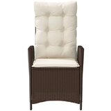  3-dijelni bistro set s jastucima smeđi od poliratana - Smeđa i krem 1 | shoptok.hr