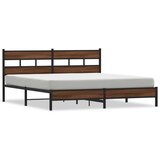 Maison Chic Kovinski Posteljni okvir - Dvoposteljna postelja - Zakonska postelja brez vzmetnice rjavi hrast 180x200 cm, (21694854) | Shoptok.si