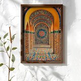 Wallxpert uramljena MDF slika NAL053-46, hodnik sa mozaičkim lukovima i rozetom u marokanskom stilu, 35,5 x 47 cm | Eponuda.com
