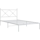  Metalni okvir za krevet s uzglavljem bijeli 107x203 cm | shoptok.hr