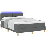 vidaXL Krevet s Tapačem i Madracem & LED Tamno Sivi 140x200 cm Tkanina Cijene