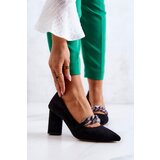 S. BARSKI Suede Pumps With A Chain Black Alamoss Cene