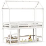 Maison Chic Postelja za odrasle - Posteljni Okvir z lestvijo in streho bel 80x200 cm borovina, (22082690) | Shoptok.si