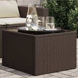 vidaXL Vrtni stol sa staklenom pločom smeđi 55x55x37 cm od poliratana | shoptok.hr