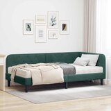 vidaXL Kotna postelja z vzmetnico Temno zelena 90 x 190 cm Žamet | Shoptok.si