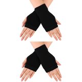 INF 2 para zimskih toplih raztegljivih unisex rokavic s pol prsti black, (21541382) Cene