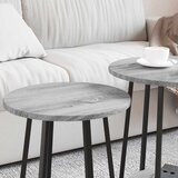  Set pomoćnih stolića s policom 2 pcs Siva Sonoma i crna | Eponuda.com