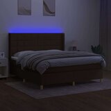  Krevet box spring s madracem LED tamnosmeđi 160x200 cm tkanina | shoptok.hr