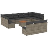  14-dijelni set vrtnih sofa od poliratana s jastucima sivi | shoptok.hr