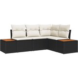  Set od 4 dijela vrtnog kauča s jastučićima crni poli ratan akacija | shoptok.hr