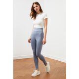 Trendyol Gray High Waist Knitted Gathering Leggings with Elastic Waist | Shoptok.si