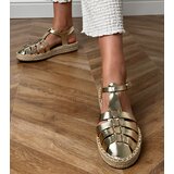 D/CEO Golden faux leather gladiator espadrille sandals Talejda | shoptok.hr