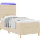  LED Box Spring Krevet s madracem Krema 90 x 190 cm tkanina | shoptok.hr