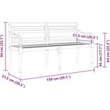  Klupa Batavia s krem jastukom 150 cm od masivne tikovine | shoptok.hr