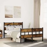 vidaXL Kovinski posteljni okvir brez vzmetnice dimljen hrast 120x200cm | Shoptok.si