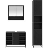  Set namještaja za kupaonicu 3 kom. Crni hrast Konstruirano drvo Smeđa 35 x 37,5 x 188,5 cm | Shoptok.si