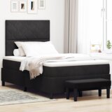 vidaXL škatlasta vzmetnica z vzmetnico in klopjo črna 120x190 cm saten | Shoptok.si